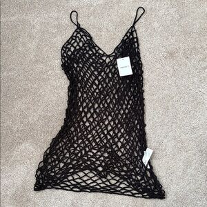 Forever 21 Black Open-Knit Spaghetti Strap Swim Cover-Up